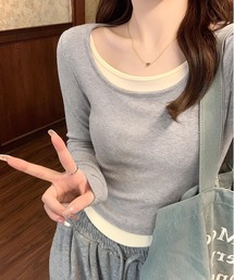 バイカラーニットTシャツ