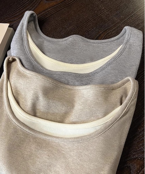 MAISON DE THERESE(メゾン ド テレーズ)の「バイカラーニットTシャツ(Tシャツ/カットソー・レディース・ベージュ/チャコールグレー/グレー/ライトピンク・S/M)」の21枚目の写真