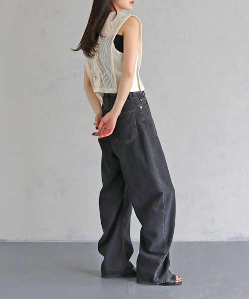 cheriella（シェリエラ）の「【cheriella】WEB限定リーフシフォンレースアップベスト（シャツ/ブラウス・レディース・アイボリー/ブラック・M）」の14枚目の写真