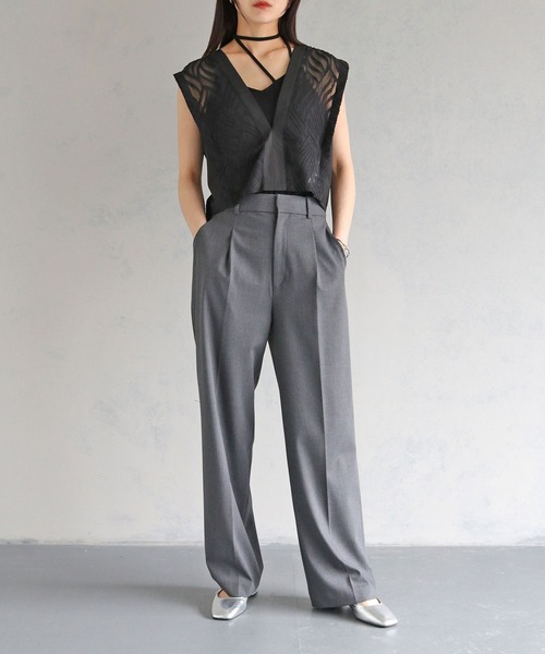 cheriella（シェリエラ）の「【cheriella】WEB限定リーフシフォンレースアップベスト（シャツ/ブラウス・レディース・アイボリー/ブラック・M）」の19枚目の写真