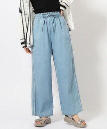 Cutie Blonde | 【ひと味違うサイドフリンジライン】 洗える デニムイージーパンツ(デニムパンツ)