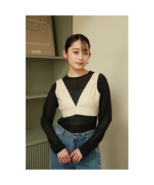 Vicente(ヴィセンテ)の「Sheer cut Tops(Tシャツ/カットソー・レディース・ブラック/ライトピンク/ホワイト・FREE)」の19枚目の写真