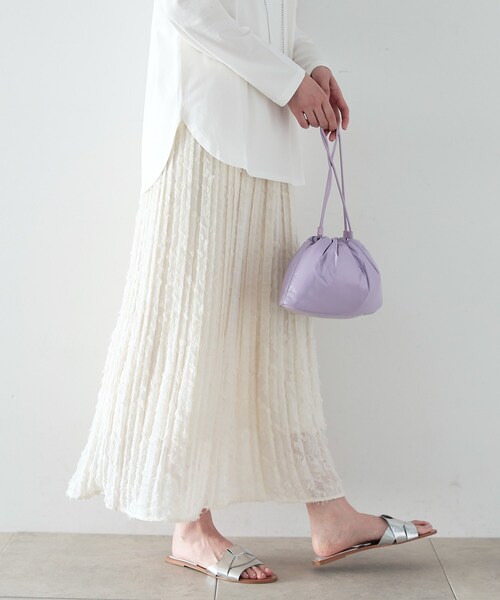 GALLEST(ギャレスト)の「◆ジャカードフリンジプリーツスカート(スカート・レディース・ブラック/オフホワイト・40/38/36)」の2枚目の写真