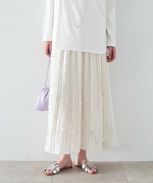 GALLEST(ギャレスト)の「◆ジャカードフリンジプリーツスカート(スカート・レディース・ブラック/オフホワイト・40/38/36)」の5枚目の写真