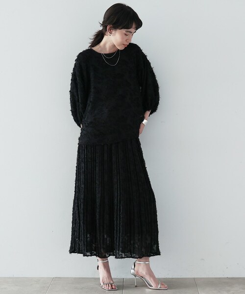 GALLEST(ギャレスト)の「◆ジャカードフリンジプリーツスカート(スカート・レディース・ブラック/オフホワイト・40/38/36)」の7枚目の写真