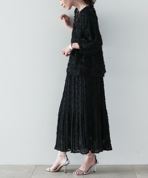 GALLEST(ギャレスト)の「◆ジャカードフリンジプリーツスカート(スカート・レディース・ブラック/オフホワイト・40/38/36)」の8枚目の写真