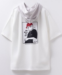 ポンチ素材 RED CAP GIRL バックプリント　配色フードTshirt