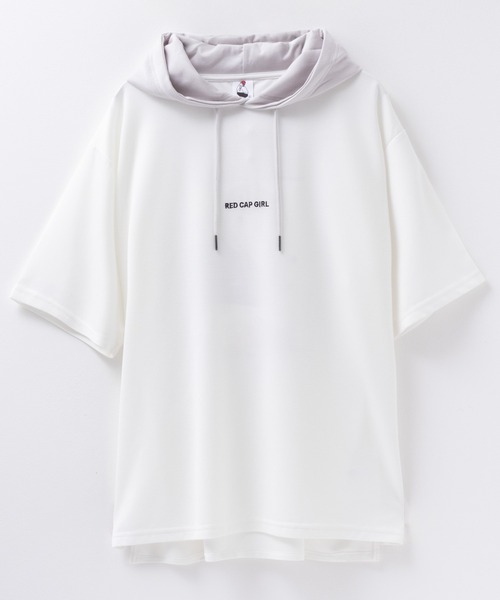 Red Cap Girl(レッドキャプガール)の「ポンチ素材 RED CAP GIRL バックプリント 配色フードTshirt(Tシャツ/カットソー・メンズ・ブラック/グレー/ブルー/ホワイト・M/L)」の10枚目の写真