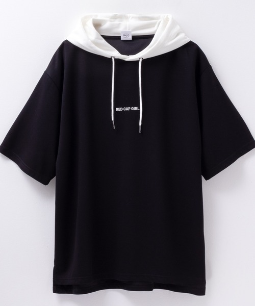 Red Cap Girl(レッドキャプガール)の「ポンチ素材 RED CAP GIRL バックプリント 配色フードTshirt(Tシャツ/カットソー・メンズ・ブラック/グレー/ブルー/ホワイト・M/L)」の11枚目の写真