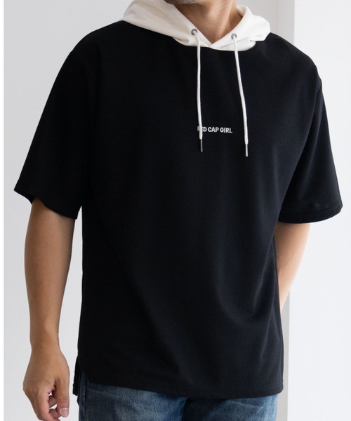 Red Cap Girl(レッドキャプガール)の「ポンチ素材 RED CAP GIRL バックプリント 配色フードTshirt(Tシャツ/カットソー・メンズ・ブラック/グレー/ブルー/ホワイト・M/L)」の8枚目の写真