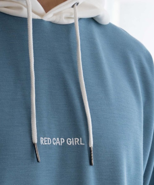 Red Cap Girl(レッドキャプガール)の「ポンチ素材 RED CAP GIRL バックプリント 配色フードTshirt(Tシャツ/カットソー・メンズ・ブラック/グレー/ブルー/ホワイト・M/L)」の18枚目の写真