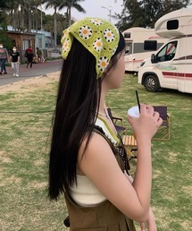 MEMECLE | 【 MEMECLE / メメクル 】フラワークロシェ2WAYヘッドスカーフ バブーシュカ(その他ヘアアクセサリー)