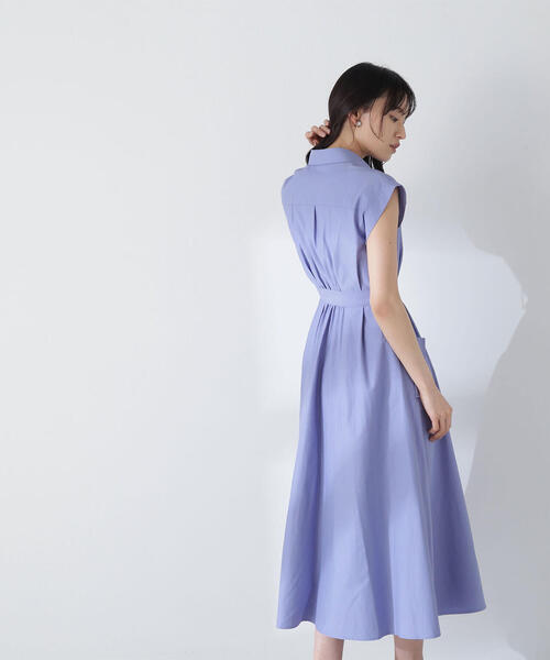 NATURAL BEAUTY BASIC（ナチュラルビューティーベーシック）の「◇ベルテッドフレンチシャツワンピース（シャツワンピース・レディース・ベージュ/ネイビー/ブルー・SMALL/MEDIUM）」の8枚目の写真