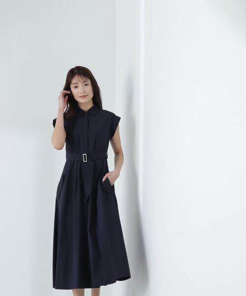 NATURAL BEAUTY BASIC（ナチュラルビューティーベーシック）の「◇ベルテッドフレンチシャツワンピース（シャツワンピース・レディース・ベージュ/ネイビー/ブルー・SMALL/MEDIUM）」の21枚目の写真