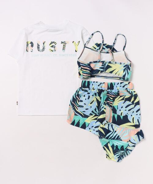 RUSTY（ラスティ）の「RUSTY/ラスティ 子供用 タンキニ ラッシュT付き 4点セット 水陸両用 吸汗速乾 UVカット アロハ柄 水着（水着・キッズ・パープル/ネイビー/ホワイト/ネイビー系・130cm/140cm/160cm/150cm）」の6枚目の写真