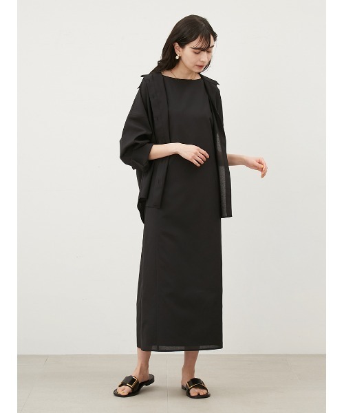【美品】Mila Owen ロングワンピース　スーツアップIラインワンピース　黒 Mila Owen（ミラオーウェン）の「オーバーシアーシャツIライン