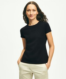 コットン/レーヨン ストレッチピケ Tシャツ