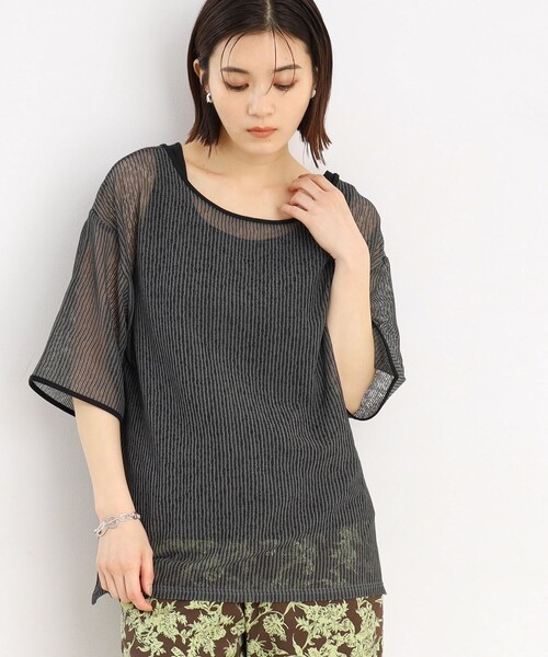 THE SHOP TK (ザ ショップ ティーケー )の「◆【前後2WAY】シアーストライプ×タンクセット/洗濯機OK(その他トップス・レディース・アイボリー系/チャコール・12/13)」の2枚目の写真
