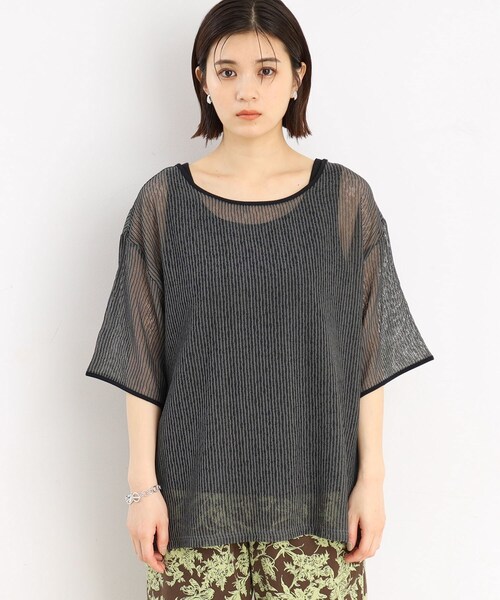 THE SHOP TK (ザ ショップ ティーケー )の「◆【前後2WAY】シアーストライプ×タンクセット/洗濯機OK(その他トップス・レディース・アイボリー系/チャコール・12/13)」の4枚目の写真