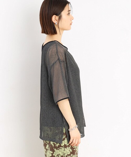 THE SHOP TK (ザ ショップ ティーケー )の「◆【前後2WAY】シアーストライプ×タンクセット/洗濯機OK(その他トップス・レディース・アイボリー系/チャコール・12/13)」の5枚目の写真