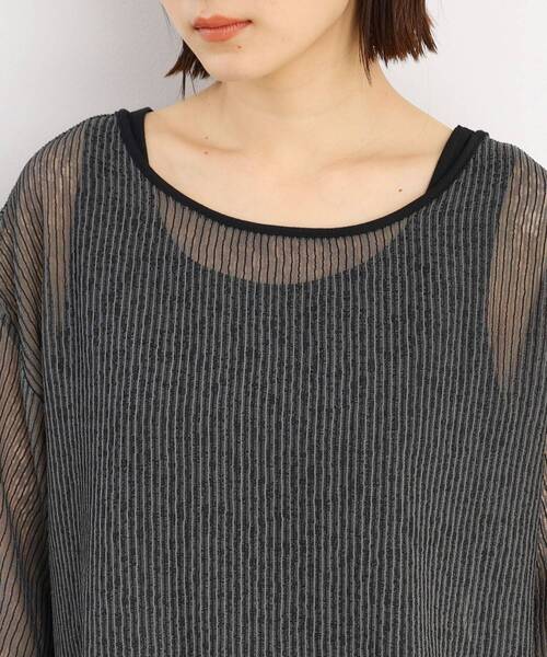 THE SHOP TK (ザ ショップ ティーケー )の「◆【前後2WAY】シアーストライプ×タンクセット/洗濯機OK(その他トップス・レディース・アイボリー系/チャコール・12/13)」の7枚目の写真