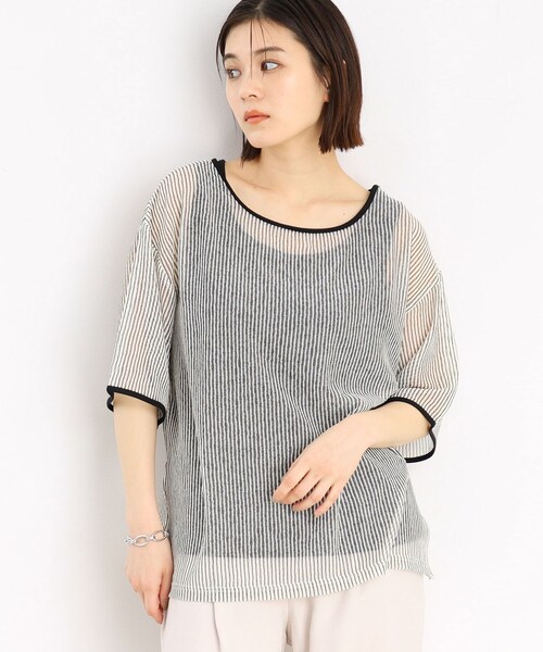 THE SHOP TK (ザ ショップ ティーケー )の「◆【前後2WAY】シアーストライプ×タンクセット/洗濯機OK(その他トップス・レディース・アイボリー系/チャコール・12/13)」の12枚目の写真