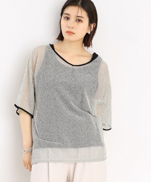 THE SHOP TK (ザ ショップ ティーケー )の「◆【前後2WAY】シアーストライプ×タンクセット/洗濯機OK(その他トップス・レディース・アイボリー系/チャコール・12/13)」の14枚目の写真