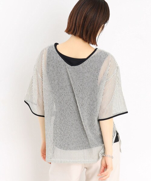 THE SHOP TK (ザ ショップ ティーケー )の「◆【前後2WAY】シアーストライプ×タンクセット/洗濯機OK(その他トップス・レディース・アイボリー系/チャコール・12/13)」の15枚目の写真