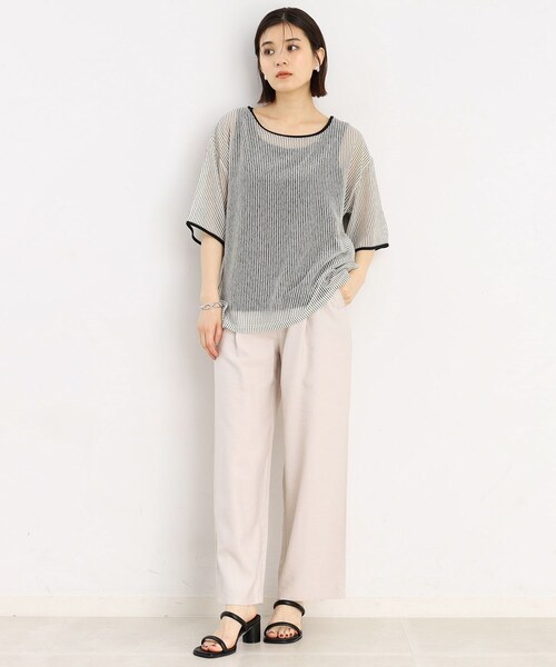 THE SHOP TK (ザ ショップ ティーケー )の「◆【前後2WAY】シアーストライプ×タンクセット/洗濯機OK(その他トップス・レディース・アイボリー系/チャコール・12/13)」の16枚目の写真