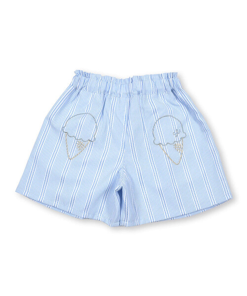 【PATOU】刺しゅう入ストライプコットンポプリンショートパンツ PATOU コットンポプリン ショートパンツ ストライプ柄 刺繍入り