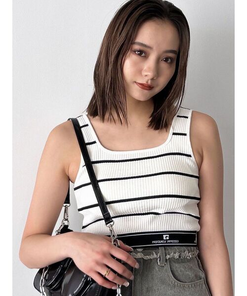 EMODA(エモダ)の「ジャガードフィットタンクトップ(タンクトップ・レディース・ホワイト/グレー/その他/ブラック・FREE)」の4枚目の写真