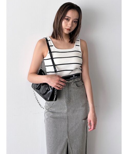 EMODA(エモダ)の「ジャガードフィットタンクトップ(タンクトップ・レディース・ホワイト/グレー/その他/ブラック・FREE)」の6枚目の写真