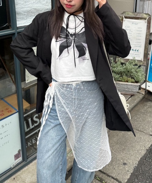 nemne store(ネンネストア)の「《Delfy》リボンモチーフTシャツ(Tシャツ/カットソー・レディース・オフホワイト/ブラック・フリー)」の11枚目の写真
