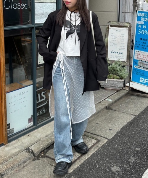 nemne store(ネンネストア)の「《Delfy》リボンモチーフTシャツ(Tシャツ/カットソー・レディース・オフホワイト/ブラック・フリー)」の12枚目の写真