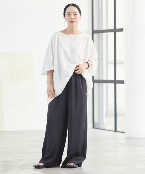 plage(プラージュ)の「《WEB限定追加》Sweat drape Tシャツ(Tシャツ/カットソー・レディース・ホワイト/ブラック・FREE)」の14枚目の写真
