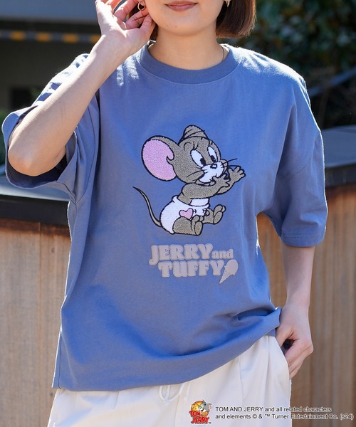 Tom&Jerry(トムアンドジェリー)の「【TOM AND JERRY/トムとジェリー】オリジナルデザインTシャツ ジェリー タフィー ドロップショルダー ビッグシルエット ユニセックス(Tシャツ/カットソー・メンズ・ブルー系その他2/グリーン系その他/ベージュ系その他2/ホワイト系その他/ホワイト系その他2/ベージュ系その他・X-LARGE/LARGE/MEDIUM/SMALL)」の15枚目の写真