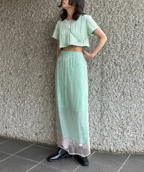THE MILES(ザ マイルズ)の「heki ヘキ スパンコールレイヤードスカート(スカート・レディース・ピンク/グリーン・FREE)」の6枚目の写真