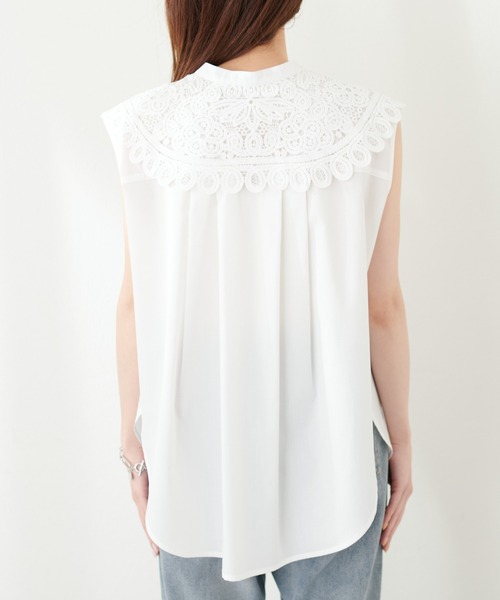 natural couture(ナチュラルクチュール)の「衿レースフレンチスリーブブラウス(シャツ/ブラウス・レディース・オフホワイト/チャコール/ブルー・FREE)」の22枚目の写真