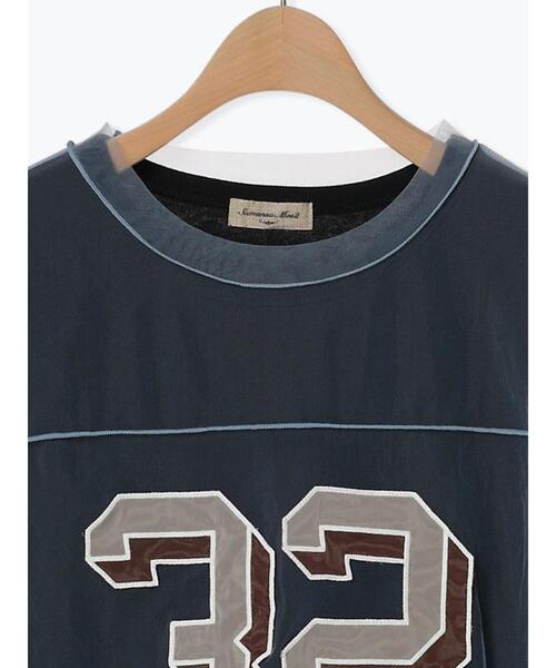 Samansa Mos2（サマンサ モスモス）の「2枚セットナンバリングシアーTシャツ（Tシャツ/カットソー・レディース・チャコールグレー/オフホワイト/カーキ/ブルー・F）」の12枚目の写真