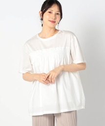 異素材ドッキング 半袖プルオーバー