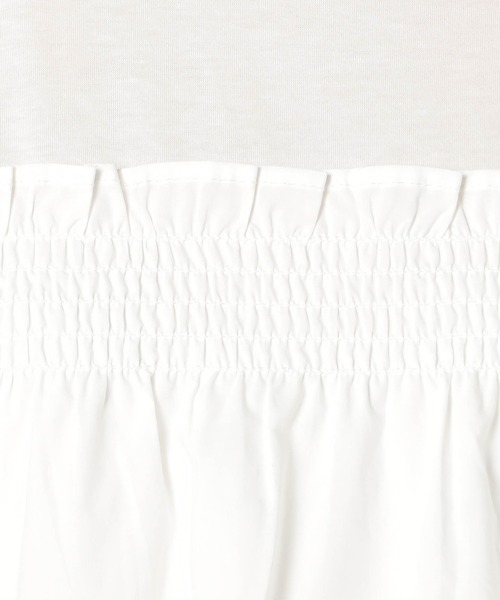 Grand PARK(グランドパーク)の「異素材ドッキング 半袖プルオーバー(シャツ/ブラウス・レディース・オフホワイト/ブラック/ブルー・FREE)」の10枚目の写真