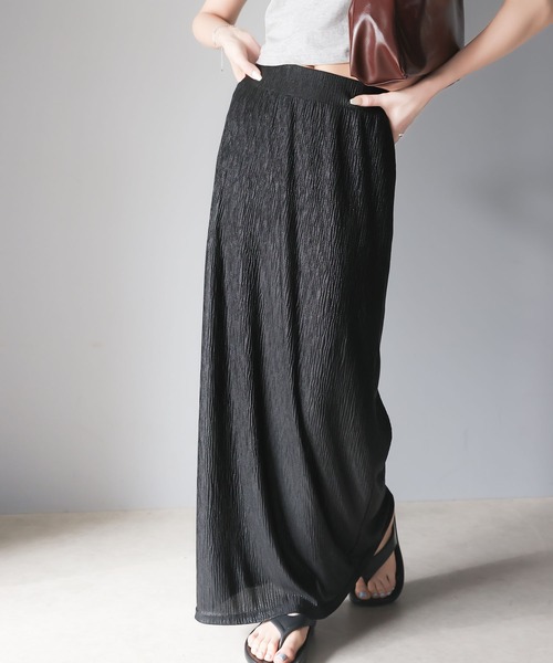 新品　ラウンジドレス　シャイニーロングスカート　シルバー Loungedress】シャイニーフレアスカート | OUTLET(アウトレット