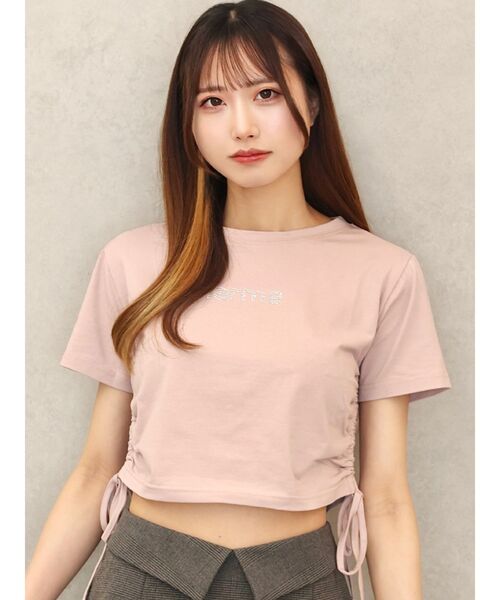 EATME（イートミー）の「ドロストクロップTシャツ（Tシャツ/カットソー・レディース・ラベンダー/オフホワイト/ブラック/レッド・FREE）」の4枚目の写真