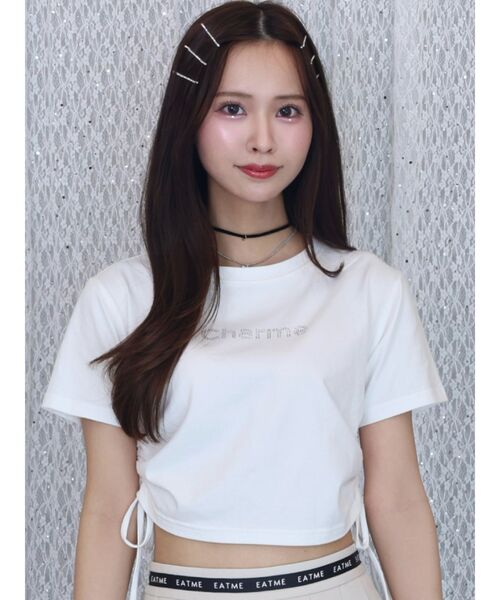 EATME（イートミー）の「ドロストクロップTシャツ（Tシャツ/カットソー・レディース・ラベンダー/オフホワイト/ブラック/レッド・FREE）」の2枚目の写真