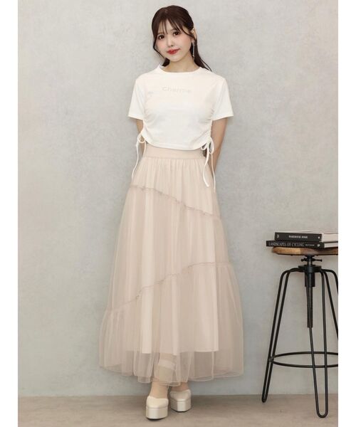 EATME（イートミー）の「ドロストクロップTシャツ（Tシャツ/カットソー・レディース・ラベンダー/オフホワイト/ブラック/レッド・FREE）」の5枚目の写真