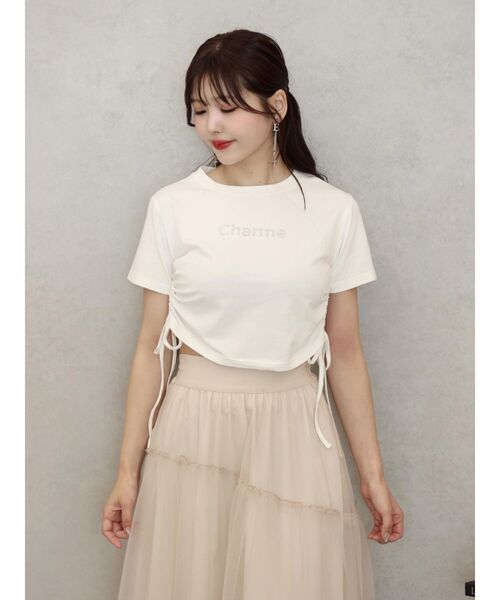 EATME（イートミー）の「ドロストクロップTシャツ（Tシャツ/カットソー・レディース・ラベンダー/オフホワイト/ブラック/レッド・FREE）」の6枚目の写真