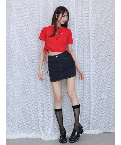 EATME（イートミー）の「ドロストクロップTシャツ（Tシャツ/カットソー・レディース・ラベンダー/オフホワイト/ブラック/レッド・FREE）」の13枚目の写真