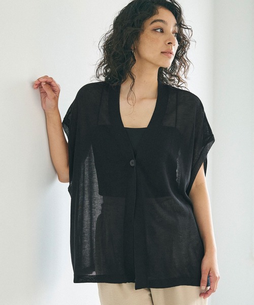 coca（coca）（コカ）の「【WEB限定セール】ハイゲージサマーカーディガン（カーディガン/ボレロ・レディース・ライトベージュ/ブラック/カーキ/グレー・ONE SIZE）」の2枚目の写真