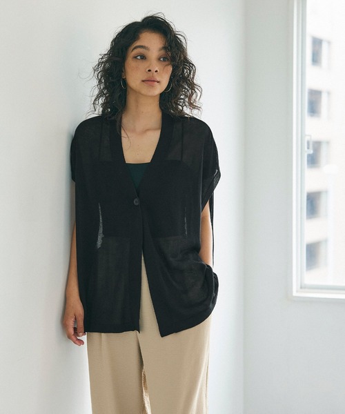 coca（coca）（コカ）の「【WEB限定セール】ハイゲージサマーカーディガン（カーディガン/ボレロ・レディース・ライトベージュ/ブラック/カーキ/グレー・ONE SIZE）」の6枚目の写真