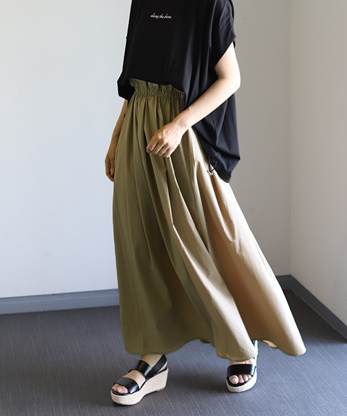 REAL CUBE(リアルキューブ)の「接触冷感タックフレアスカート(スカート・レディース・ブラック/ベージュ/ライトカーキ・FREE)」の3枚目の写真